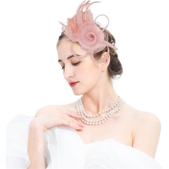 Tulle Flower Fascinators Hats Pink - Picture 1 of 7